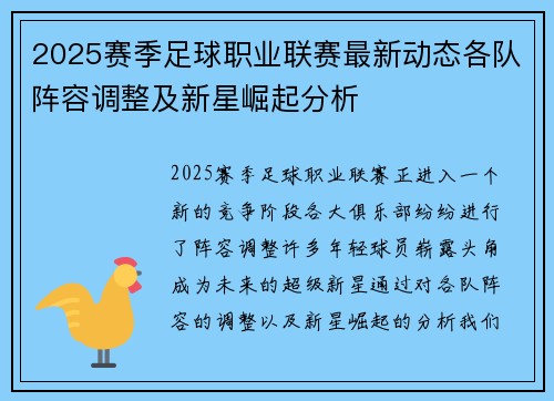 2025赛季足球职业联赛最新动态各队阵容调整及新星崛起分析